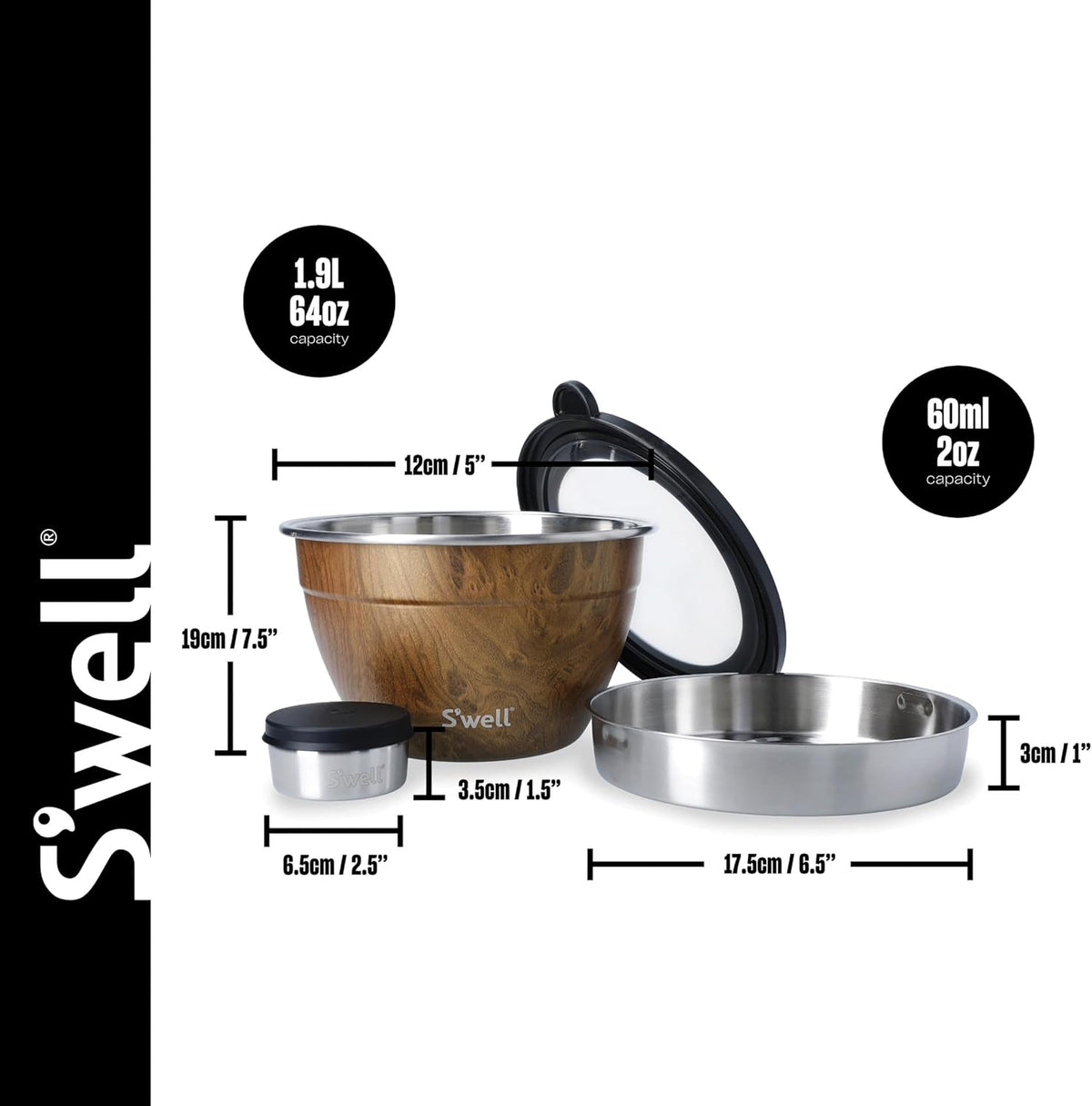 Stainless Steel 64oz Salad Bowl Kit, Pink Topaz Color, Comes with 2oz Mini Canister and Removable Tray for Organization, Leakproof and Dishwasher Safe