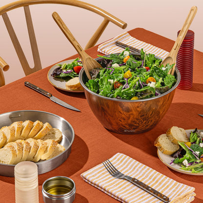 Stainless Steel 64oz Salad Bowl Kit, Pink Topaz Color, Comes with 2oz Mini Canister and Removable Tray for Organization, Leakproof and Dishwasher Safe