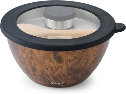 Stainless Steel 64oz Salad Bowl Kit, Pink Topaz Color, Comes with 2oz Mini Canister and Removable Tray for Organization, Leakproof and Dishwasher Safe
