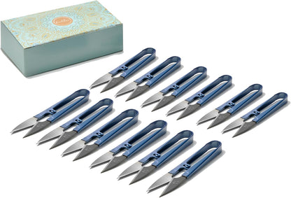 Sewing Scissors (3-Piece Set) High-Carbon Steel Thread, Yarn, Embroidery Clippers | Handheld Snippers for Arts, Crafts, and DIY Projects | Multipurpose Use Navy Blue