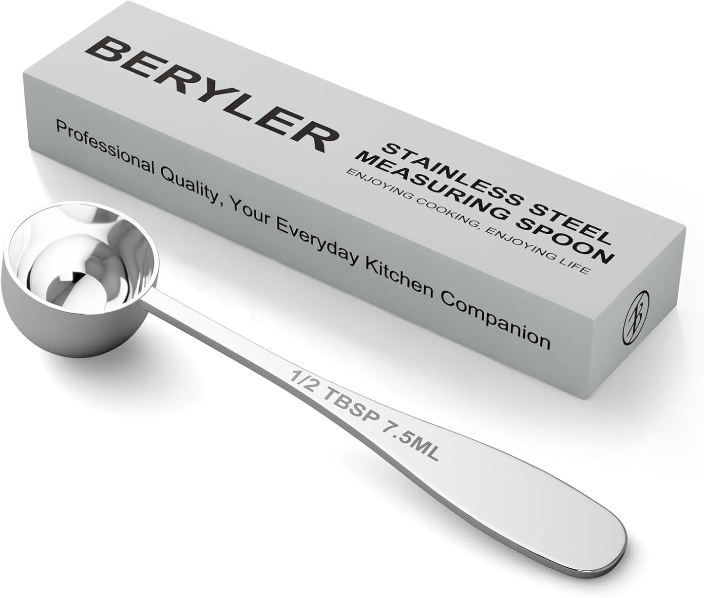2PCS 1/2tbsp(1.5tsp, 7.5ml) Single Measuring Spoon, Stainless Steel Individual Teaspoon, Metal Measure Scoop with Gift Box