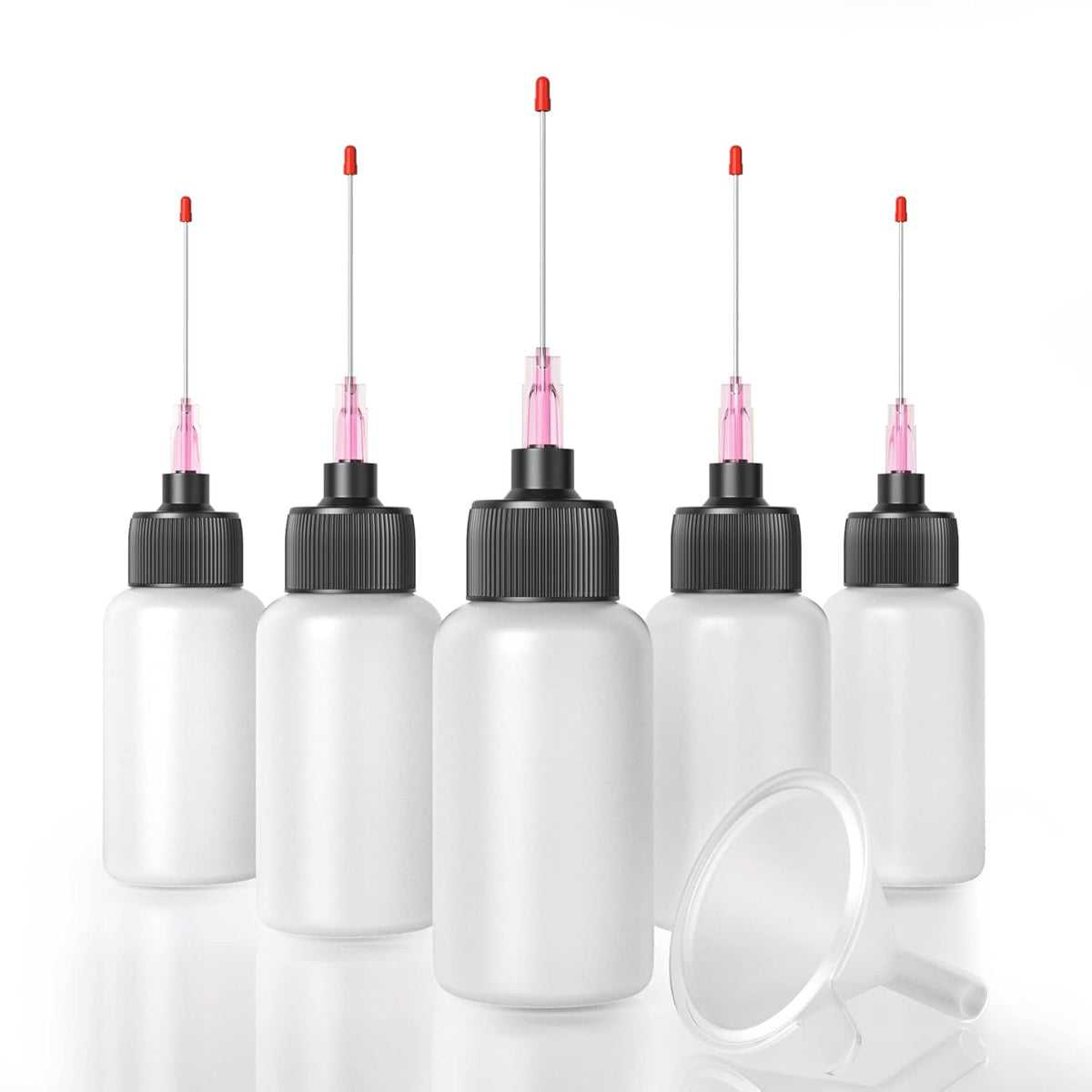 5 Pcs Oil Bottles (1 oz), Precision Tip Applicators for Crafts & Hinges | Precision Gun Oil Bottle, Controlled Oil Dispensing, 1.5 Inch Stainless Tips, Soft LDPE, Sewing Machines & Tight Spaces
