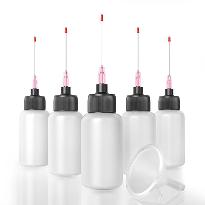 5 Pcs Oil Bottles (1 oz), Precision Tip Applicators for Crafts & Hinges | Precision Gun Oil Bottle, Controlled Oil Dispensing, 1.5 Inch Stainless Tips, Soft LDPE, Sewing Machines & Tight Spaces