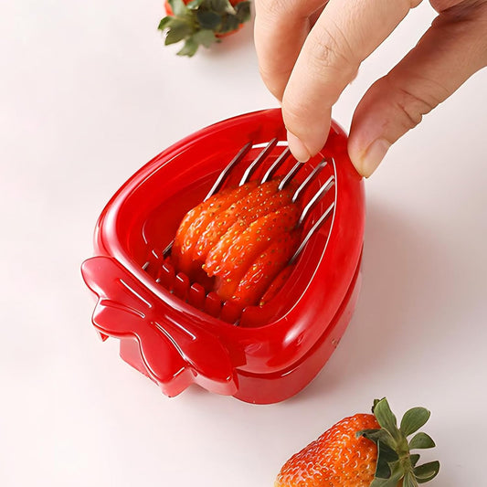 Strawberry Huller Corer Stem Remover, Efficient Pitter Tool, Fruit Slicer Cutter Egg Banana Chopper (Style B- Slicer)