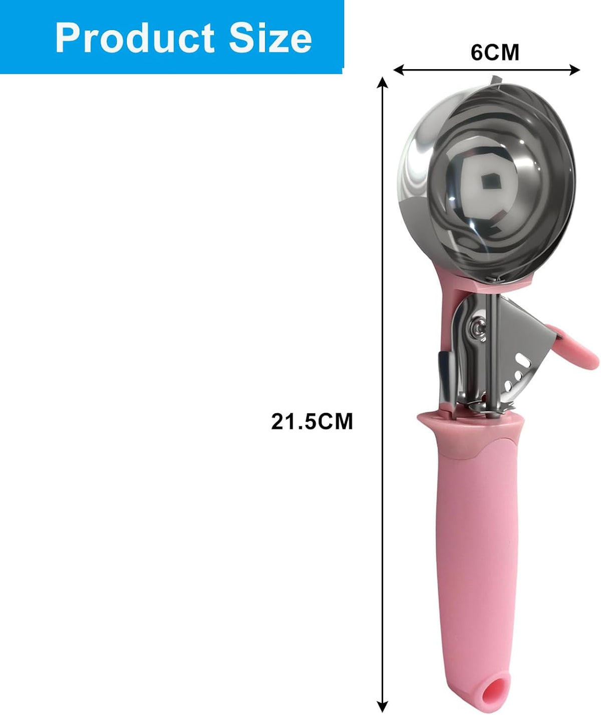 1pc Pink 3.27oz Stainless Steel Ice Cream Scoop