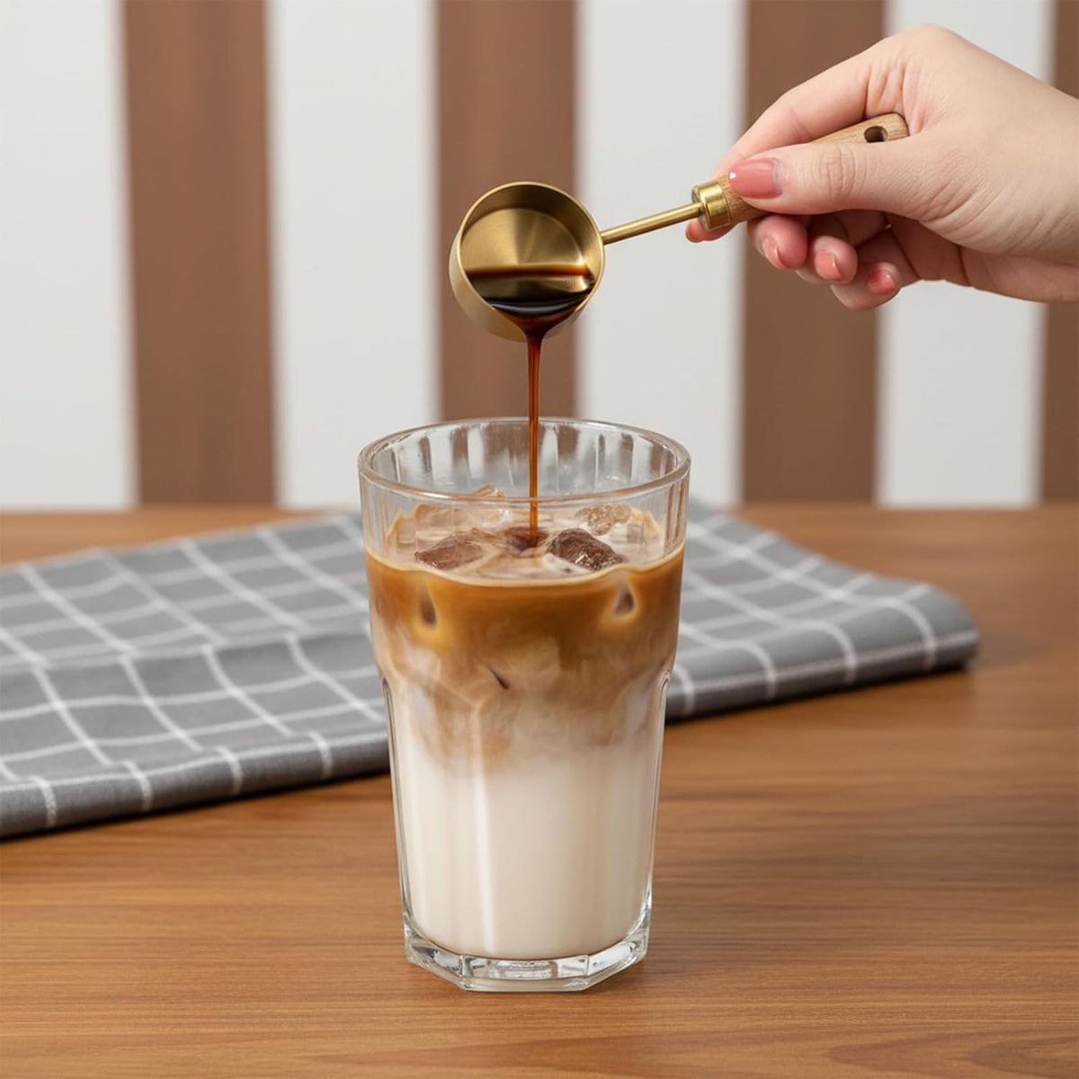 2 PCS Coffee Scoop Gold 1 Tablespoon Measuring Spoon (15ml) Stainless Steel Coffee Measuring Spoon Vintage 1 Tablespoon Scoop with Wooden Handle for Tea, Kitchen
