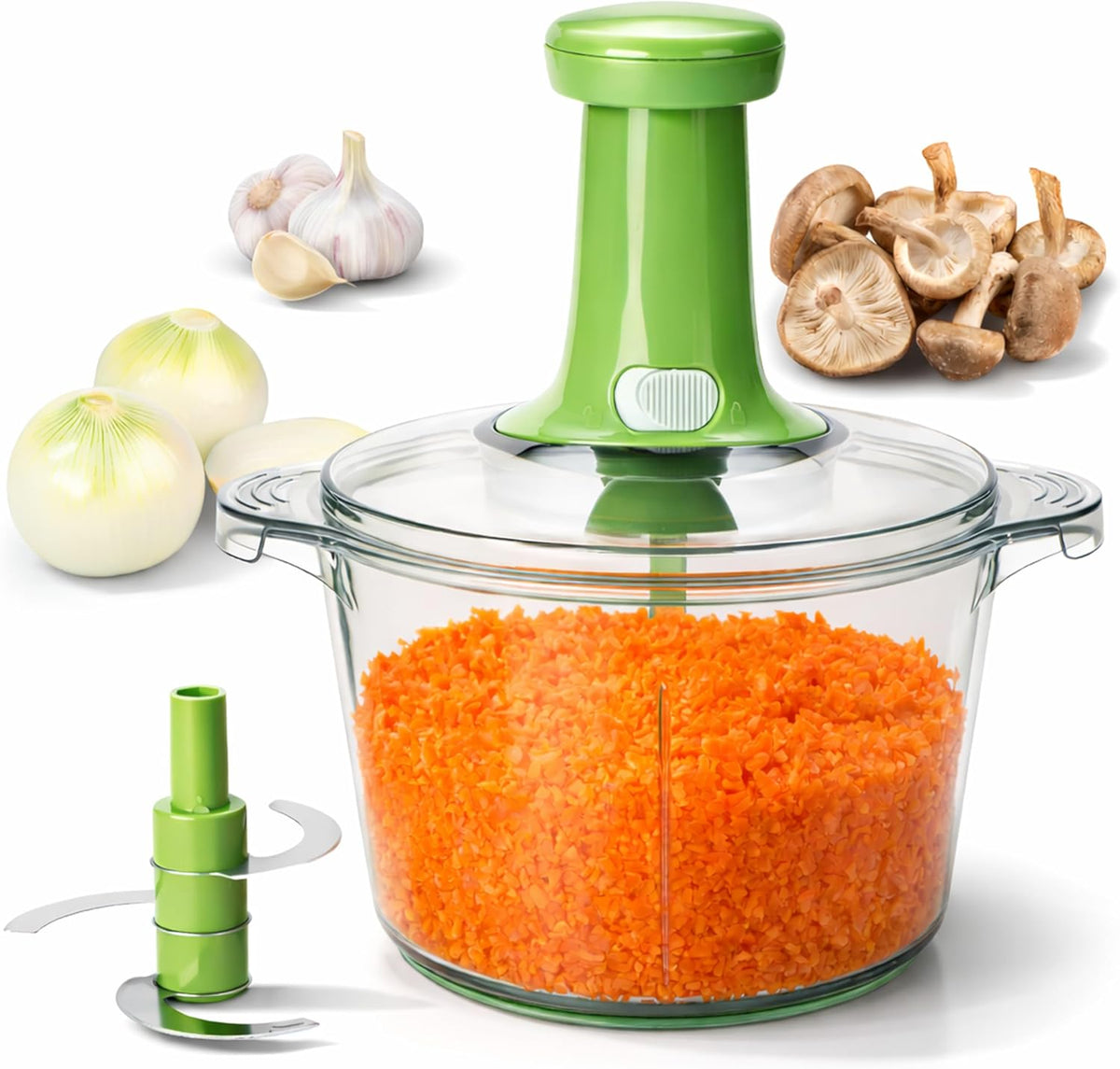 Express Manual Food Chopper: Large 8.5-Cup, Hand Chopper Vegetable Cutter to Chop Veggies, Fruits, Herbs, Garlic Onion Chopper for Salsa, Salad, Pesto, Guacamole, Coleslaw, Indian Cooking