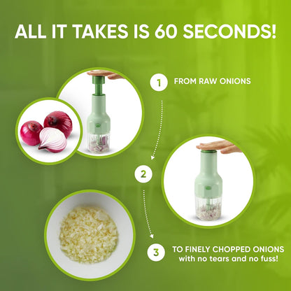 Express Manual Food Chopper: Large 8.5-Cup, Hand Chopper Vegetable Cutter to Chop Veggies, Fruits, Herbs, Garlic Onion Chopper for Salsa, Salad, Pesto, Guacamole, Coleslaw, Indian Cooking