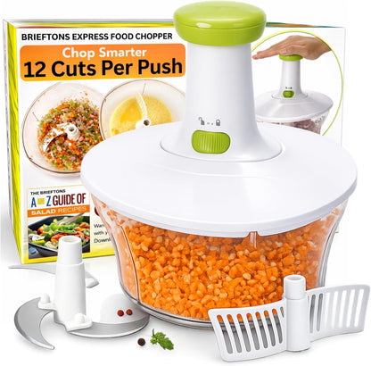 Express Manual Food Chopper: Large 8.5-Cup, Hand Chopper Vegetable Cutter to Chop Veggies, Fruits, Herbs, Garlic Onion Chopper for Salsa, Salad, Pesto, Guacamole, Coleslaw, Indian Cooking