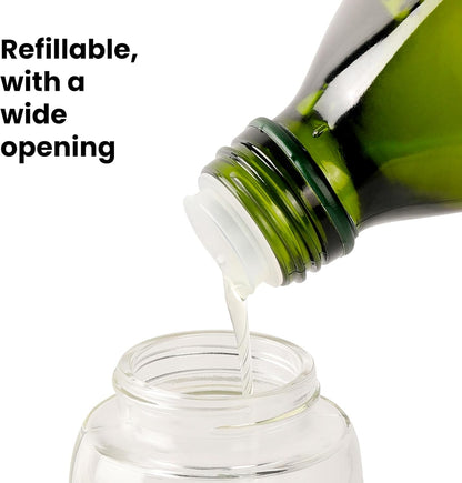 glass Oliver Oil Sprayer for cooking, Spray bottle 6oz, Non-Aerosol Refillable Dispenser Oil Mister PS887 | Even Fan Spray,1g Portion Control,Anti-Drip Design,Easy Refill,Air Fryer,Salad & BBQ Friendly,Clear