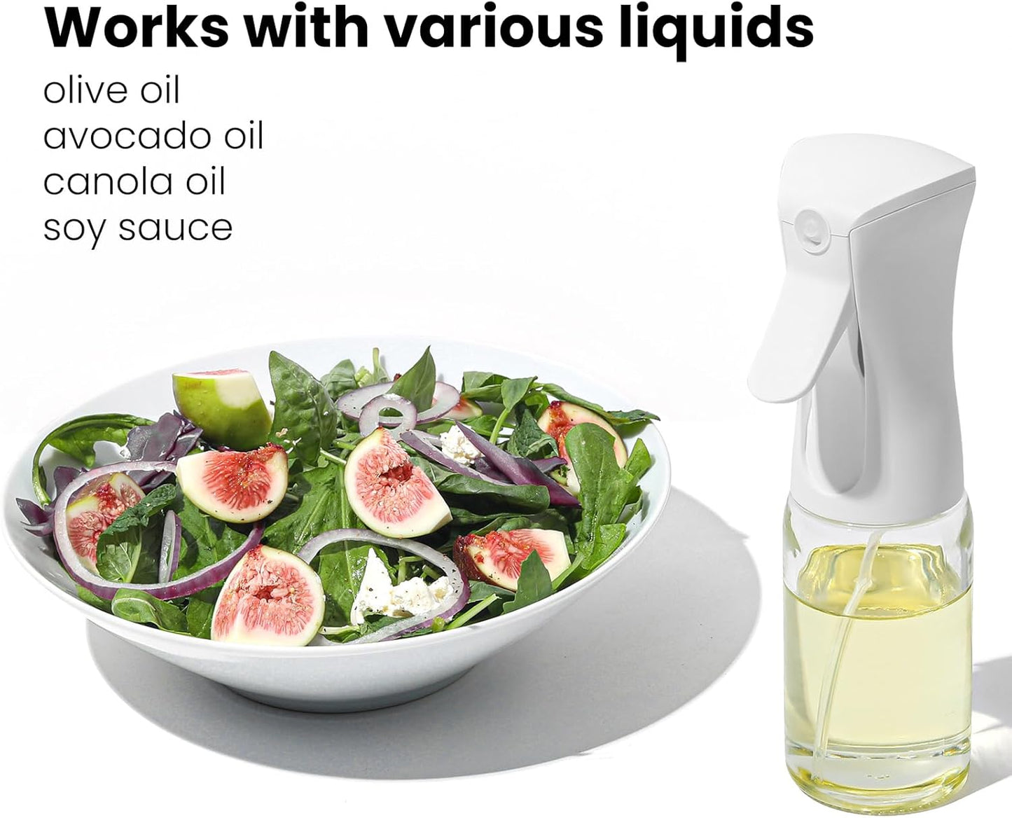 glass Oliver Oil Sprayer for cooking, Spray bottle 6oz, Non-Aerosol Refillable Dispenser Oil Mister PS887 | Even Fan Spray,1g Portion Control,Anti-Drip Design,Easy Refill,Air Fryer,Salad & BBQ Friendly,Clear