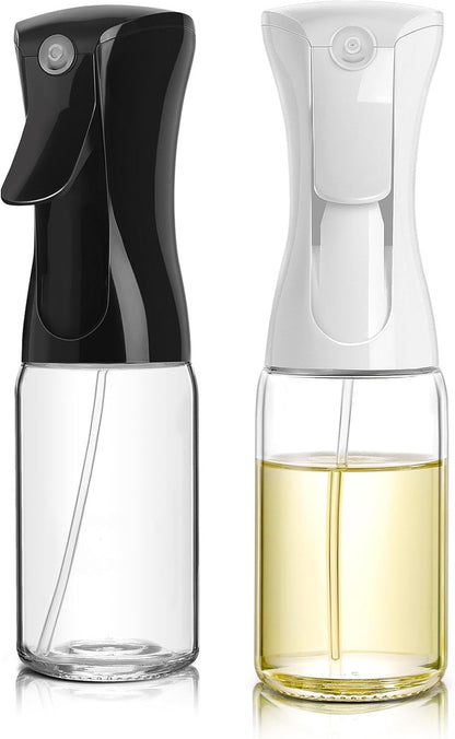 glass Oliver Oil Sprayer for cooking, Spray bottle 6oz, Non-Aerosol Refillable Dispenser Oil Mister PS887 | Even Fan Spray,1g Portion Control,Anti-Drip Design,Easy Refill,Air Fryer,Salad & BBQ Friendly,Clear