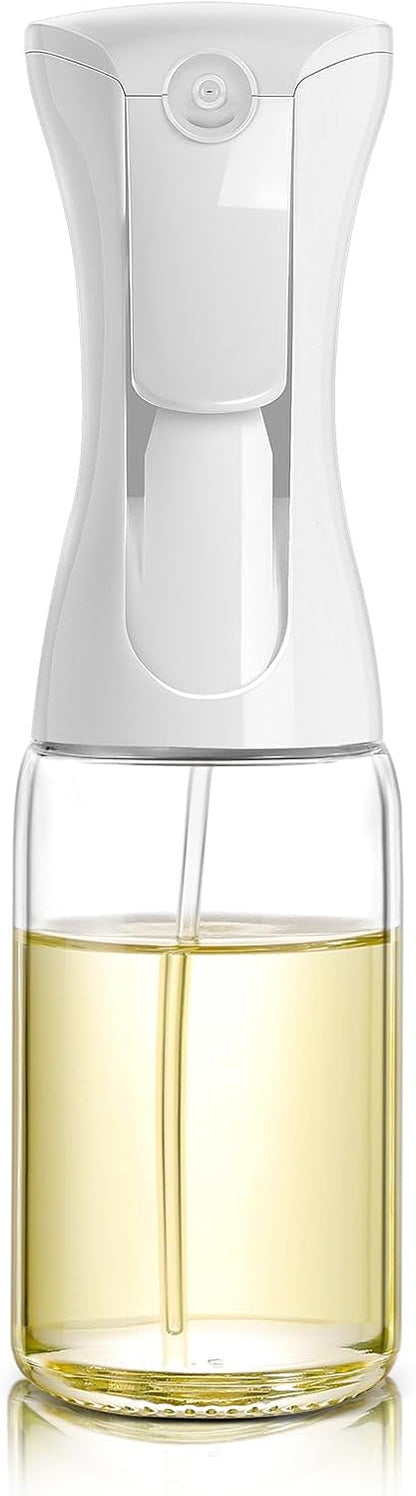 glass Oliver Oil Sprayer for cooking, Spray bottle 6oz, Non-Aerosol Refillable Dispenser Oil Mister PS887 | Even Fan Spray,1g Portion Control,Anti-Drip Design,Easy Refill,Air Fryer,Salad & BBQ Friendly,Clear