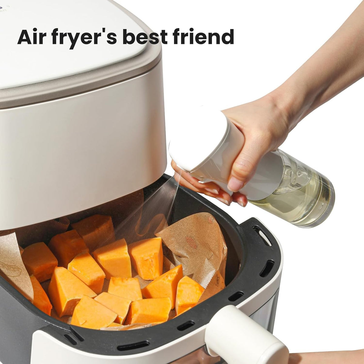 glass Oliver Oil Sprayer for cooking, Spray bottle 6oz, Non-Aerosol Refillable Dispenser Oil Mister PS887 | Even Fan Spray,1g Portion Control,Anti-Drip Design,Easy Refill,Air Fryer,Salad & BBQ Friendly,Clear