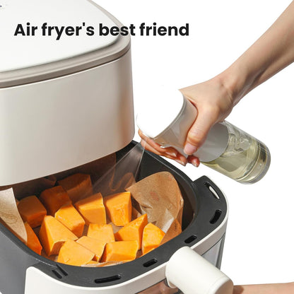 glass Oliver Oil Sprayer for cooking, Spray bottle 6oz, Non-Aerosol Refillable Dispenser Oil Mister PS887 | Even Fan Spray,1g Portion Control,Anti-Drip Design,Easy Refill,Air Fryer,Salad & BBQ Friendly,Clear