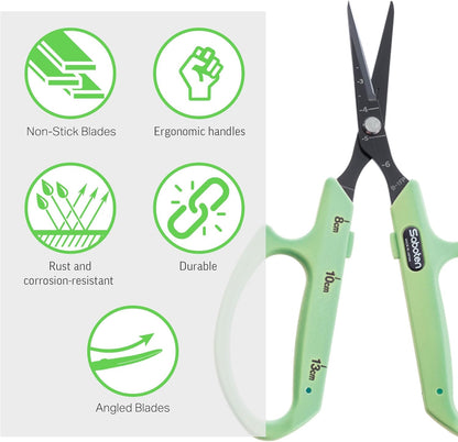Saboten Stainless Steel Angled Blade Trimming Scissors Orange PT-13 160mm Precision Gardening Bonsai and Floral Shears Made in Japan