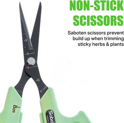 Saboten Stainless Steel Angled Blade Trimming Scissors Orange PT-13 160mm Precision Gardening Bonsai and Floral Shears Made in Japan