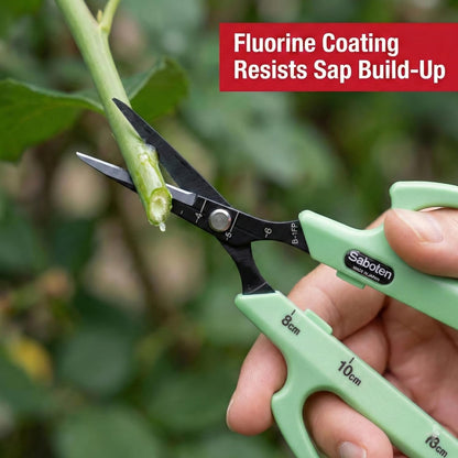 Saboten Stainless Steel Angled Blade Trimming Scissors Orange PT-13 160mm Precision Gardening Bonsai and Floral Shears Made in Japan