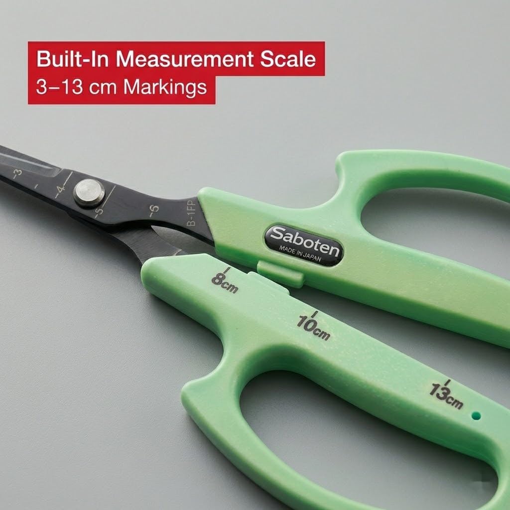 Saboten Stainless Steel Angled Blade Trimming Scissors Orange PT-13 160mm Precision Gardening Bonsai and Floral Shears Made in Japan