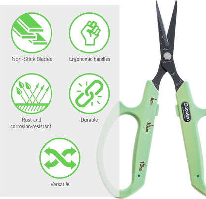 Saboten Stainless Steel Angled Blade Trimming Scissors Orange PT-13 160mm Precision Gardening Bonsai and Floral Shears Made in Japan