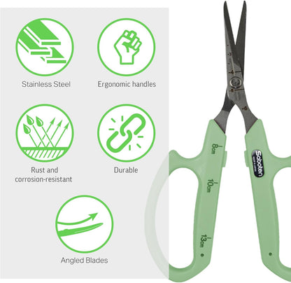 Saboten Stainless Steel Angled Blade Trimming Scissors Orange PT-13 160mm Precision Gardening Bonsai and Floral Shears Made in Japan