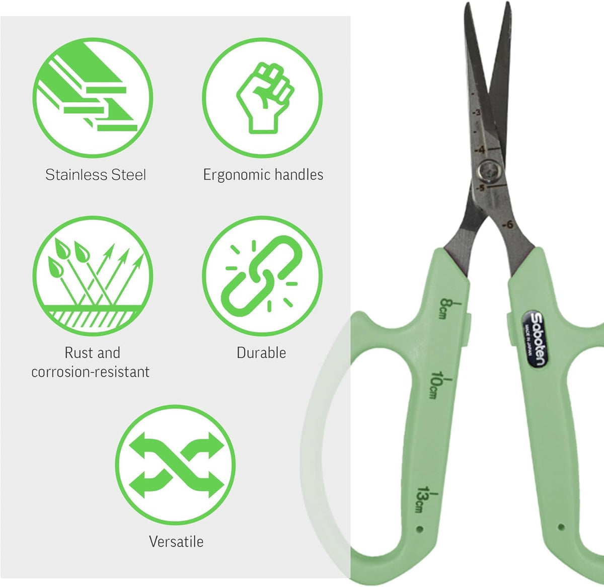 Saboten Stainless Steel Angled Blade Trimming Scissors Orange PT-13 160mm Precision Gardening Bonsai and Floral Shears Made in Japan