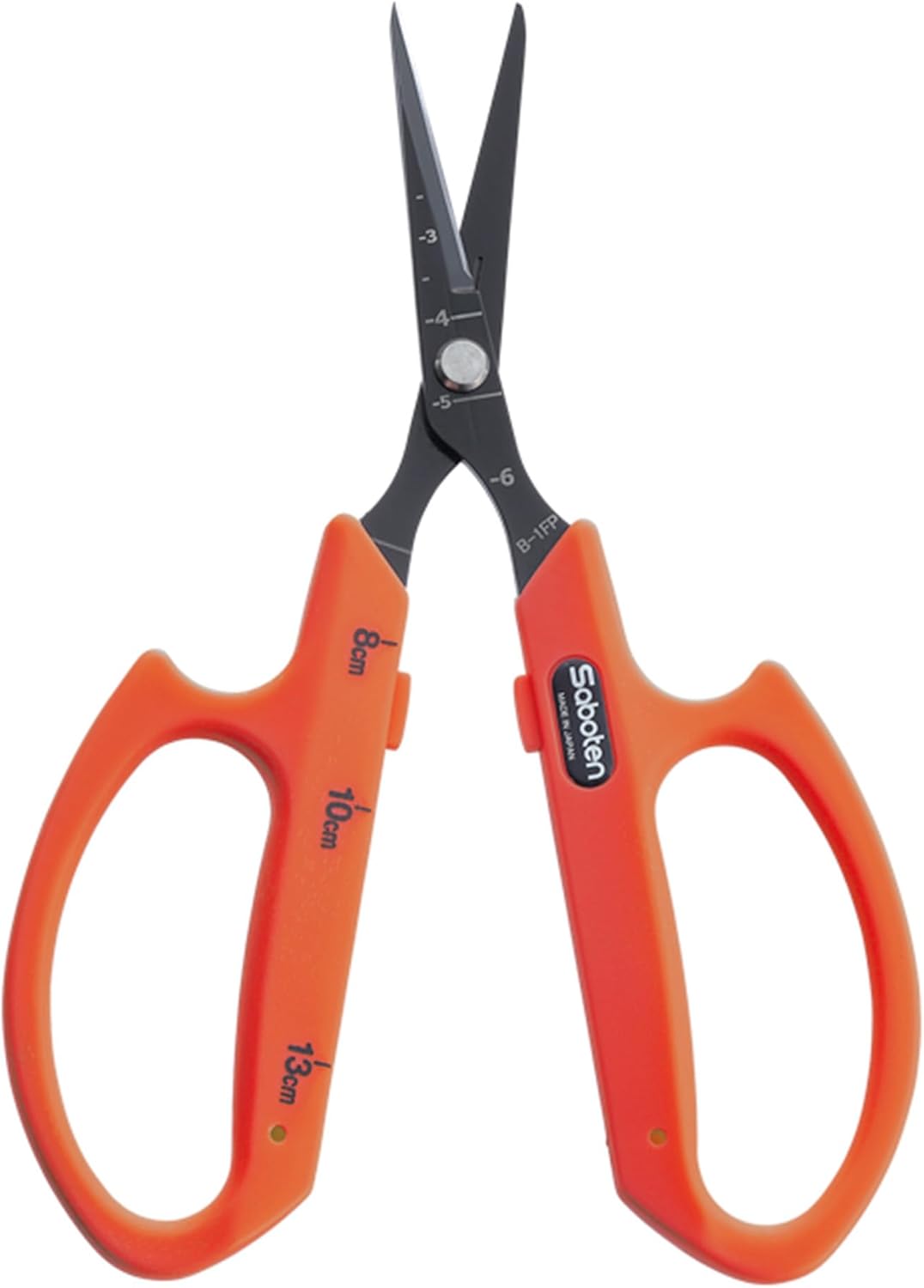 Saboten Stainless Steel Angled Blade Trimming Scissors Orange PT-13 160mm Precision Gardening Bonsai and Floral Shears Made in Japan