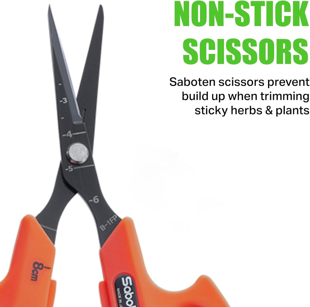 Saboten Stainless Steel Angled Blade Trimming Scissors Orange PT-13 160mm Precision Gardening Bonsai and Floral Shears Made in Japan