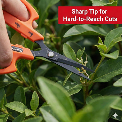 Saboten Stainless Steel Angled Blade Trimming Scissors Orange PT-13 160mm Precision Gardening Bonsai and Floral Shears Made in Japan