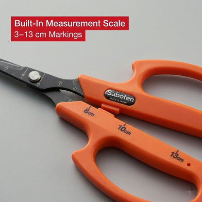 Saboten Stainless Steel Angled Blade Trimming Scissors Orange PT-13 160mm Precision Gardening Bonsai and Floral Shears Made in Japan