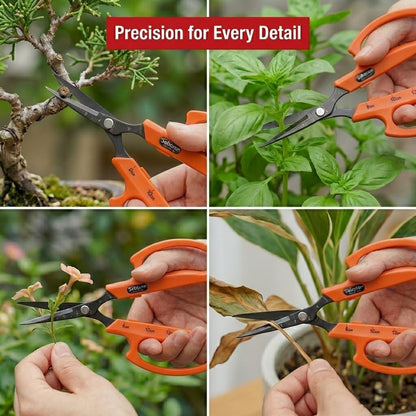 Saboten Stainless Steel Angled Blade Trimming Scissors Orange PT-13 160mm Precision Gardening Bonsai and Floral Shears Made in Japan
