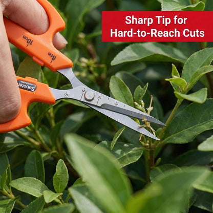 Saboten Stainless Steel Angled Blade Trimming Scissors Orange PT-13 160mm Precision Gardening Bonsai and Floral Shears Made in Japan