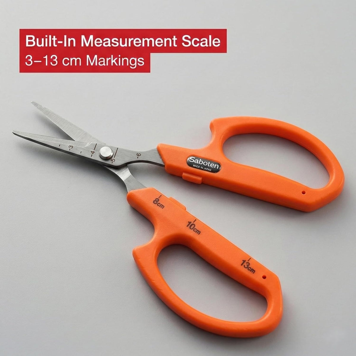 Saboten Stainless Steel Angled Blade Trimming Scissors Orange PT-13 160mm Precision Gardening Bonsai and Floral Shears Made in Japan