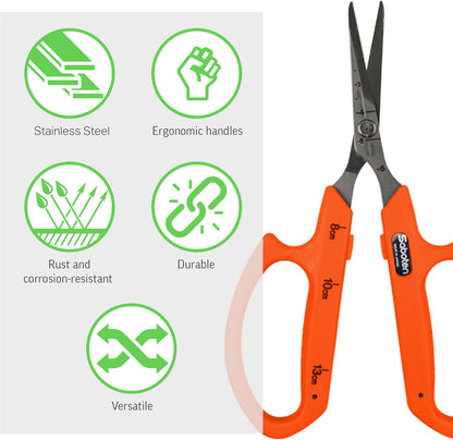 Saboten Stainless Steel Angled Blade Trimming Scissors Orange PT-13 160mm Precision Gardening Bonsai and Floral Shears Made in Japan