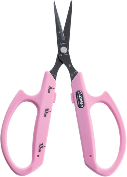 Saboten Stainless Steel Angled Blade Trimming Scissors Orange PT-13 160mm Precision Gardening Bonsai and Floral Shears Made in Japan