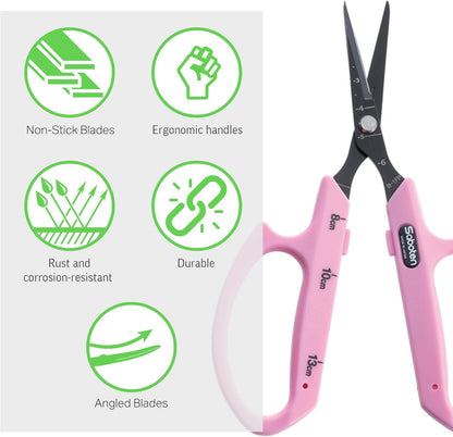 Saboten Stainless Steel Angled Blade Trimming Scissors Orange PT-13 160mm Precision Gardening Bonsai and Floral Shears Made in Japan