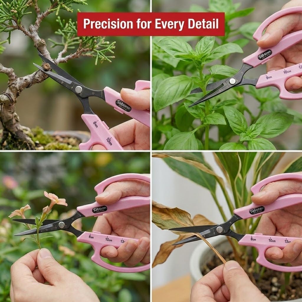 Saboten Stainless Steel Angled Blade Trimming Scissors Orange PT-13 160mm Precision Gardening Bonsai and Floral Shears Made in Japan