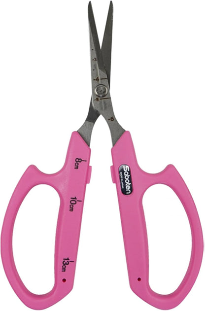 Saboten Stainless Steel Angled Blade Trimming Scissors Orange PT-13 160mm Precision Gardening Bonsai and Floral Shears Made in Japan