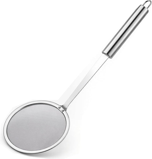 Skimmer Spoon - Filter Grease Foam Fine Mesh Fat Skimmer - Stainless Steel Sieve Colander Strainer With Handle Handheld - Fry Oil Filter for Cooking Sieve Spoon for Food Strainer Kitchen Gadget