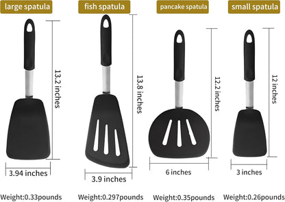 4 Pcs Silicone Spatula set Kitchen Cooking Utensils for Nonstick Cookware