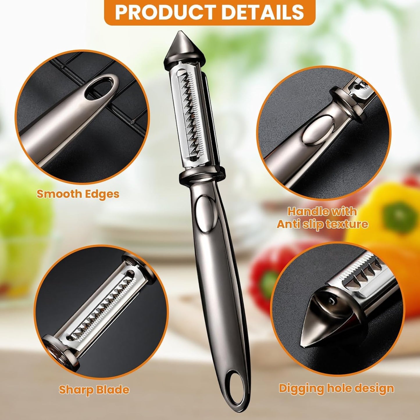 All In One Multifunctional Vegetable Peeler,4 and 1Julienne Peeler Vegetable Peeler,Veggie Peelers for Kitchen,Potato kitchen Pear Tomato Cucumber