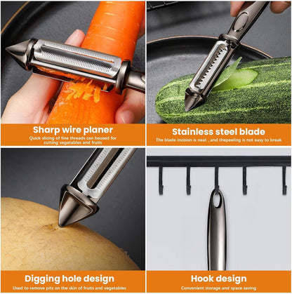 All In One Multifunctional Vegetable Peeler,4 and 1Julienne Peeler Vegetable Peeler,Veggie Peelers for Kitchen,Potato kitchen Pear Tomato Cucumber