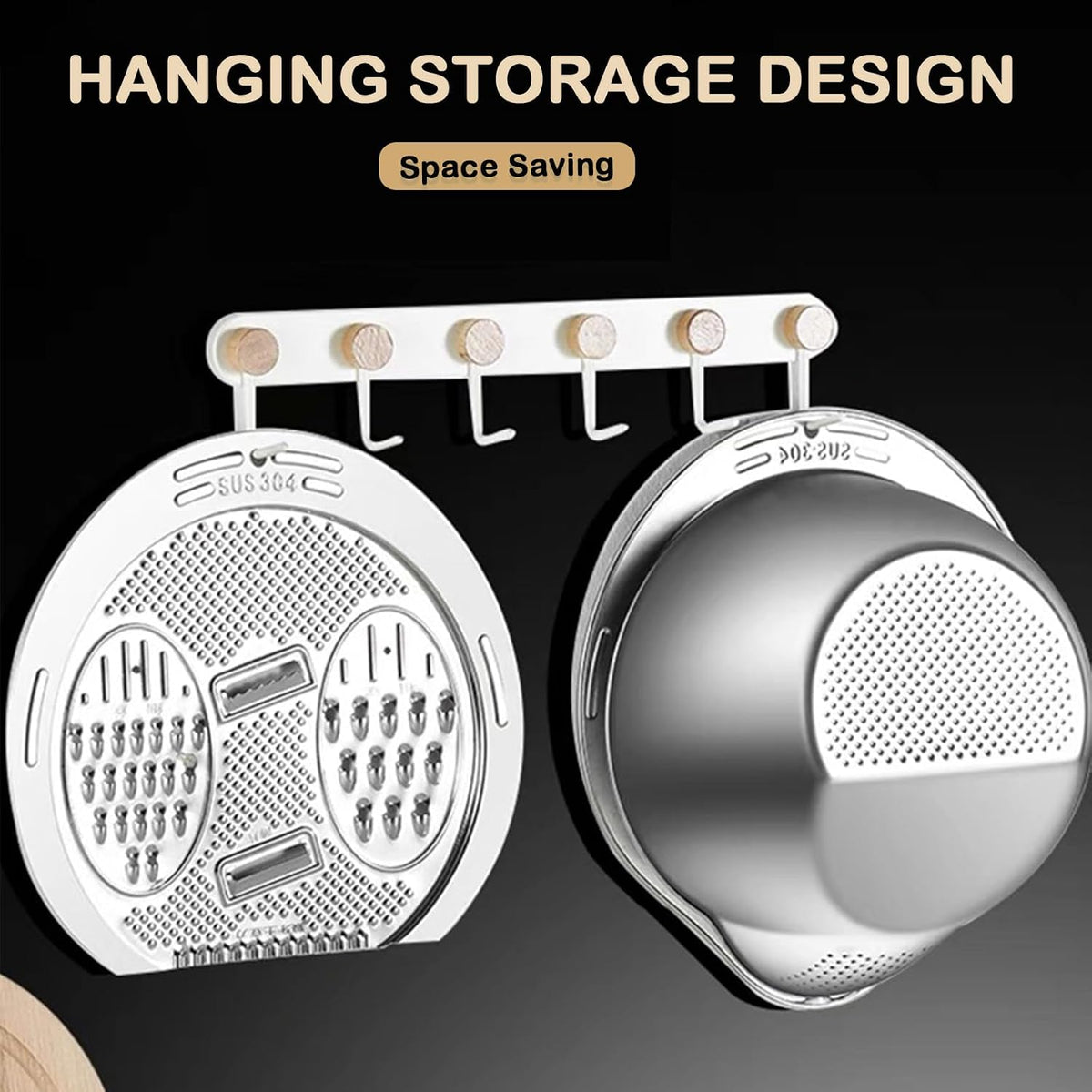 4‑in‑1 Rice Washer Strainer Bowl with Grater Side Drainer