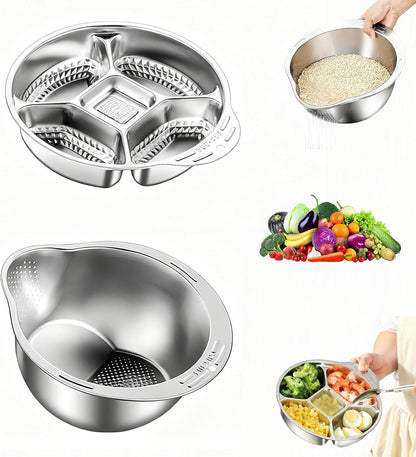 4‑in‑1 Rice Washer Strainer Bowl with Grater Side Drainer