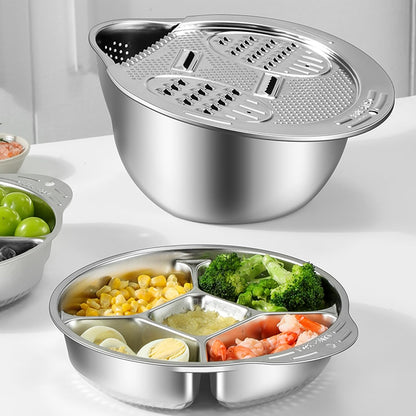 4‑in‑1 Rice Washer Strainer Bowl with Grater Side Drainer