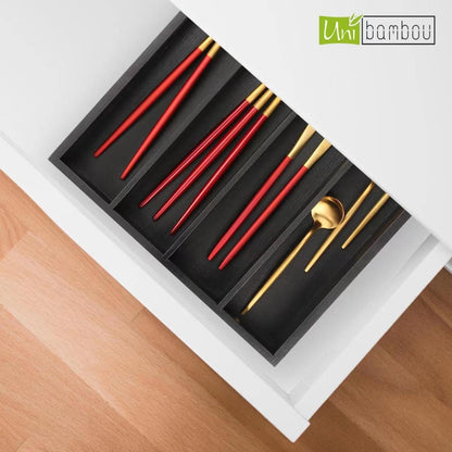 Bamboo Utensil Drawer Organizer with Removable Dividers, Kitchen Organizer for Flatware Cutlery, Silverware Tray for Drawer (5/4 Flexible Slots, Natural)