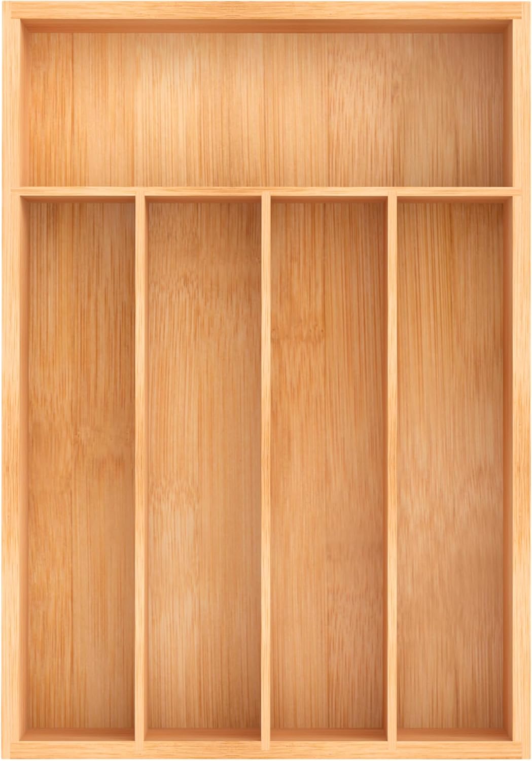 Bamboo Utensil Drawer Organizer with Removable Dividers, Kitchen Organizer for Flatware Cutlery, Silverware Tray for Drawer (5/4 Flexible Slots, Natural)