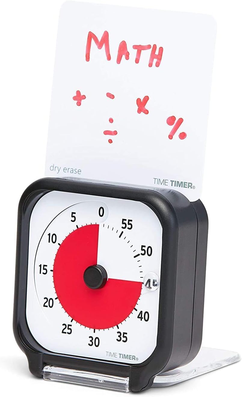 3 inch Visual Timer — 60 Minute Kids Desk Countdown Clock with Dry Erase Activity Card and Desktop App Access — for Kids Classroom, Homeschool Study Tool, Task Reminder, Home and Kitchen