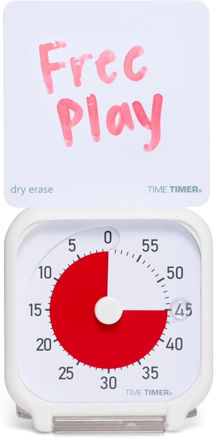 3 inch Visual Timer — 60 Minute Kids Desk Countdown Clock with Dry Erase Activity Card and Desktop App Access — for Kids Classroom, Homeschool Study Tool, Task Reminder, Home and Kitchen