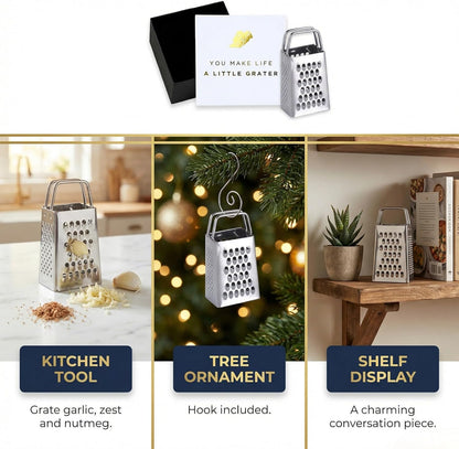 Mini Cheese Grater Gift Set - Funny Chef Gift, Friends, Coworkers, or Foodies | “You Make Life a Little Grater” Card, Mini Grater & Gift Box